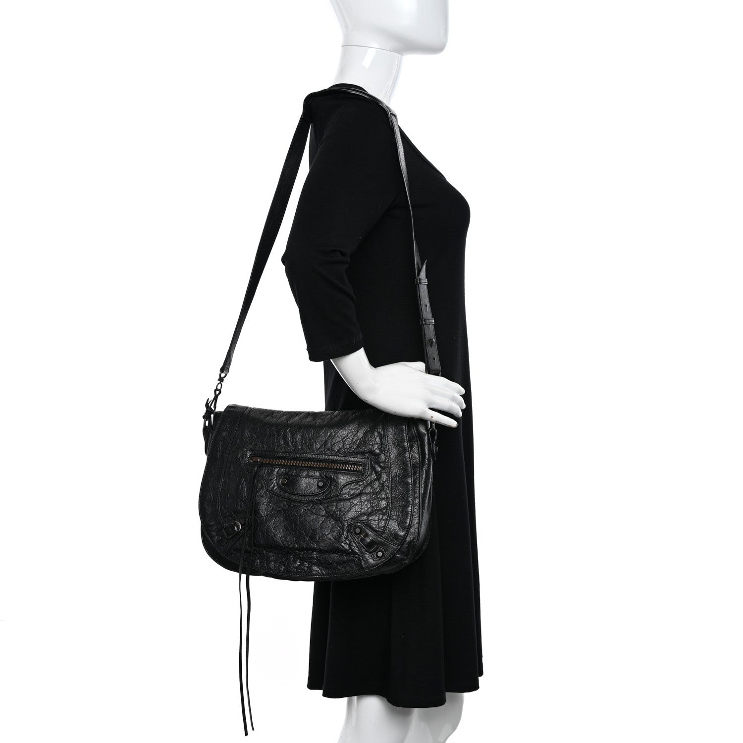 Balenciaga Agneau Classic Hardware Neo Folk Messenger Black 2 of 12