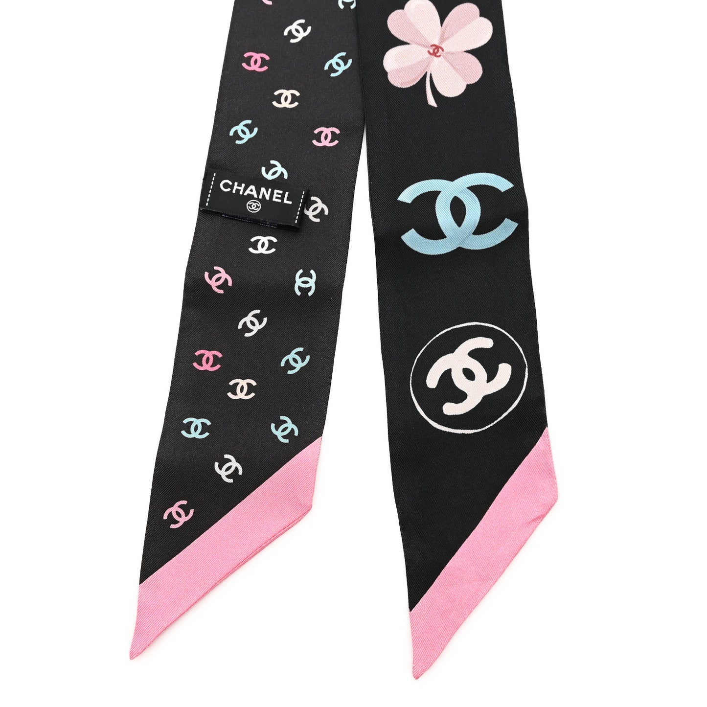 Silk CC Slim Bandeau Scarf Multicolor Black Pink
