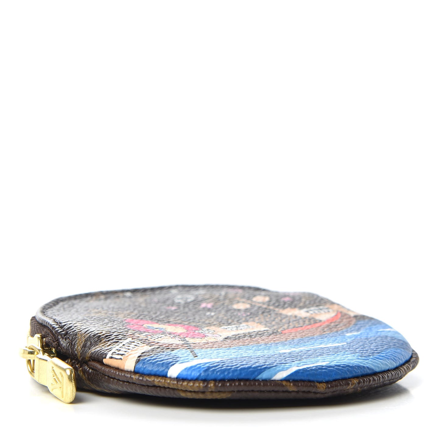 Monogram 2019 Christmas Animation Round Coin Purse Blue