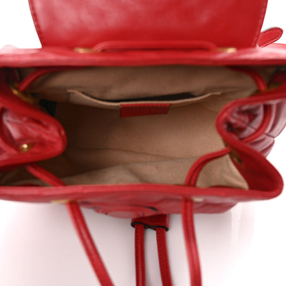 Gucci Calfskin Matelasse GG Marmont Flap Backpack Hibiscus Red 5 of 9