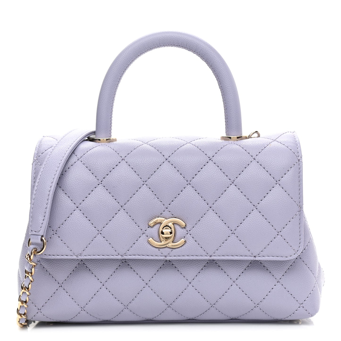 Caviar Quilted Mini Coco Handle Flap Light Purple