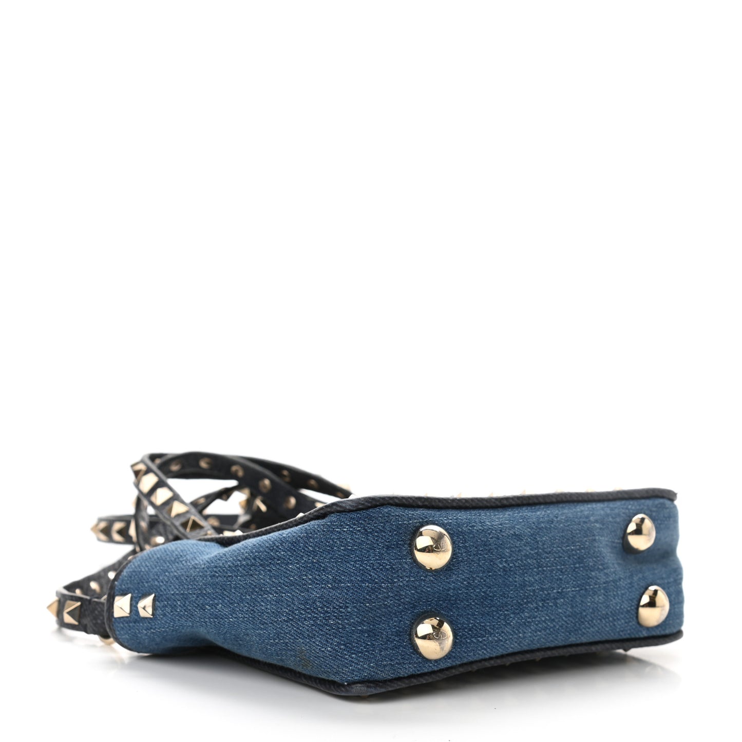Denim Butterfly Embroidered Mini Rockstud Tote Blue Multicolor