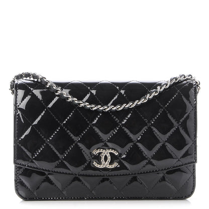 Chanel Patent Quilted Brilliant Wallet On Chain WOC Black 1 of 10