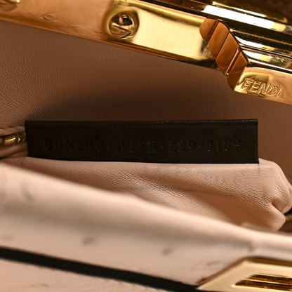 Fendi Ostrich Shiny Nappa Mini Peekaboo Iconic Satchel Poudre 10 of 19