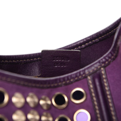 Gucci Suede Studded Jackie O Bouvier Hobo Purple 9 of 10