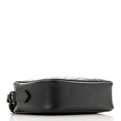 Gucci Calfskin Matelasse Monochrome Mini GG Marmont Chain Shoulder Bag Black 4 of 14