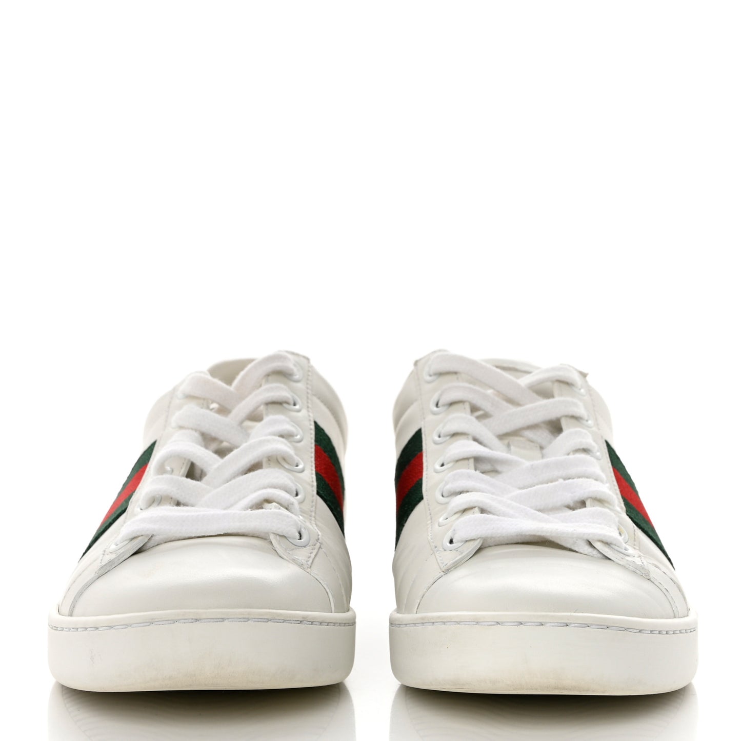 Calfskin Crocodile Web Womens Ace Sneakers 36 White Green