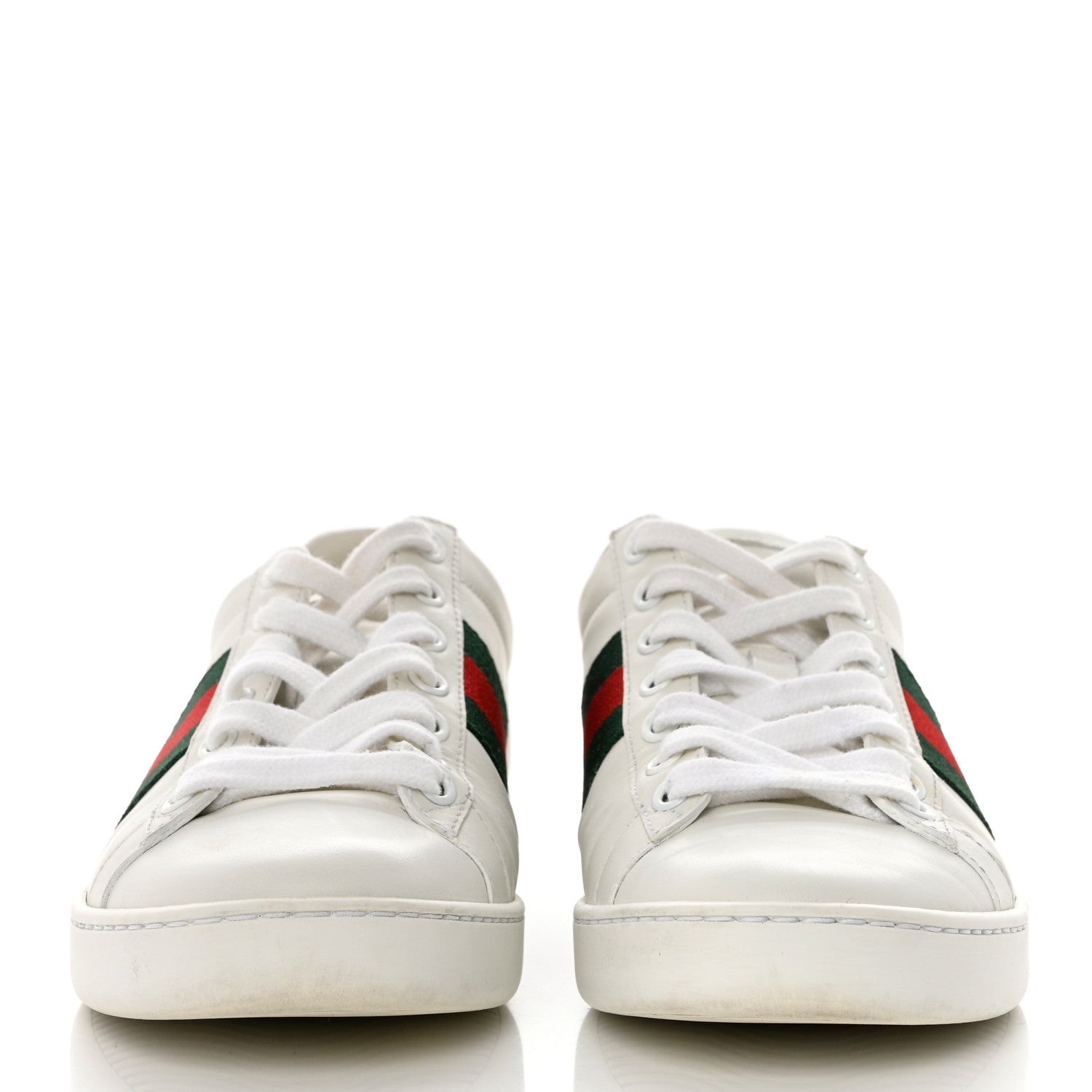 Gucci Calfskin Crocodile Web Womens Ace Sneakers 36 White Green 2 of 9