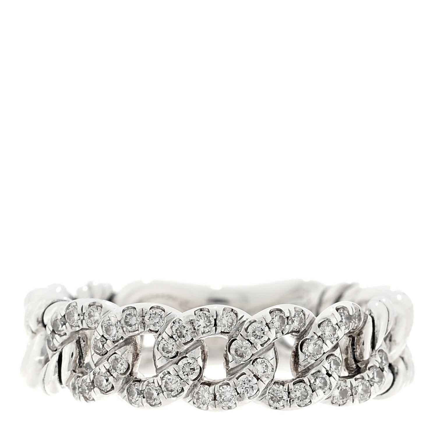 David Yurman Sterling Silver Diamond Narrow Belmont Curb Link Ring 49 5 1 of 4