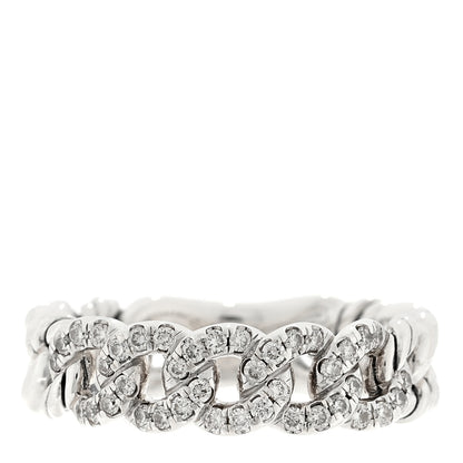 David Yurman Sterling Silver Diamond Narrow Belmont Curb Link Ring 49 5 1 of 4