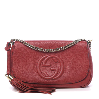 Gucci Pebbled Calfskin Medium Soho Flap Crossbody Vibrant Red 1 of 10