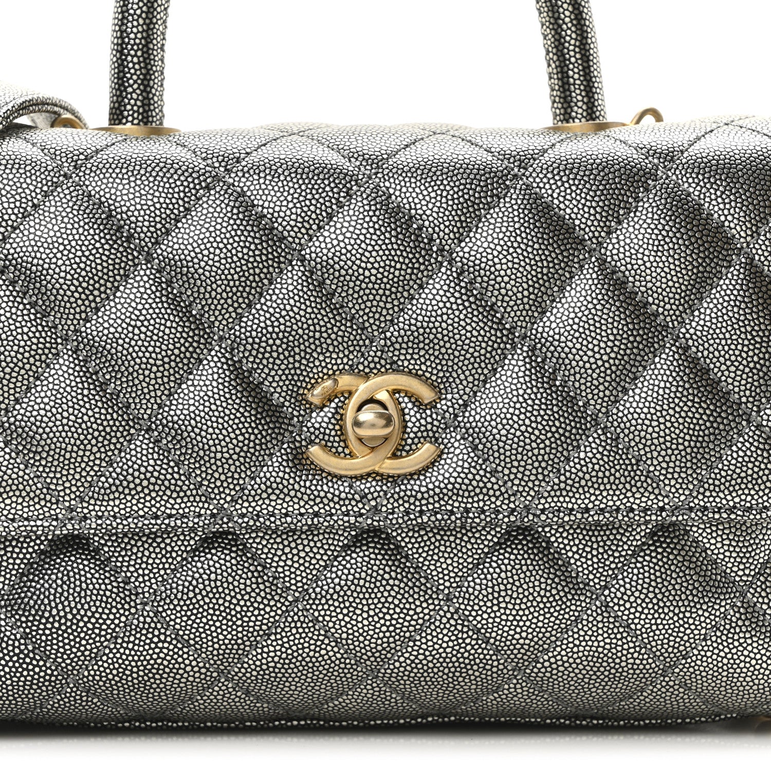 Chanel Metallic Caviar Quilted Mini Coco Handle Flap Silver 8 of 10