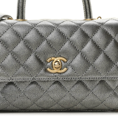 Chanel Metallic Caviar Quilted Mini Coco Handle Flap Silver 8 of 10