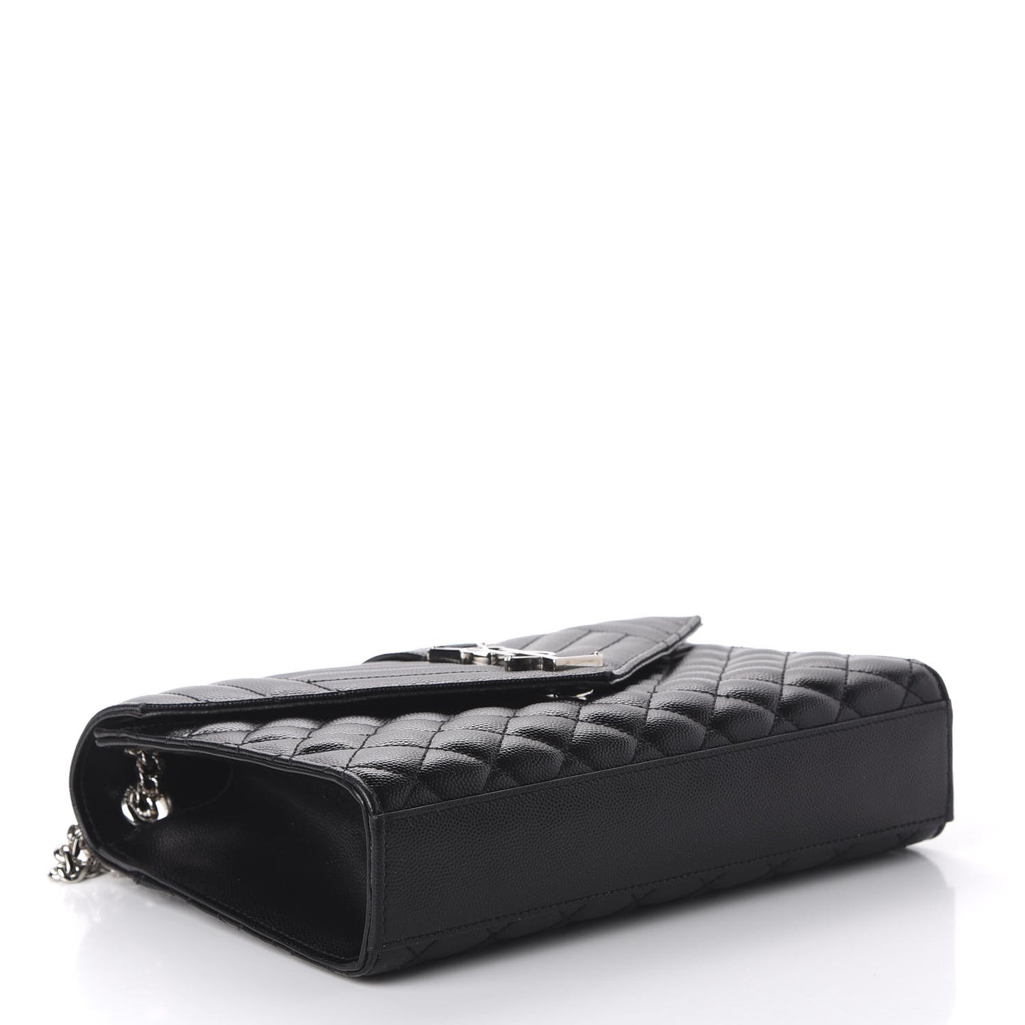 Grain De Poudre Textured Mixed Matelasse Triquilt Medium Monogram Satchel Black