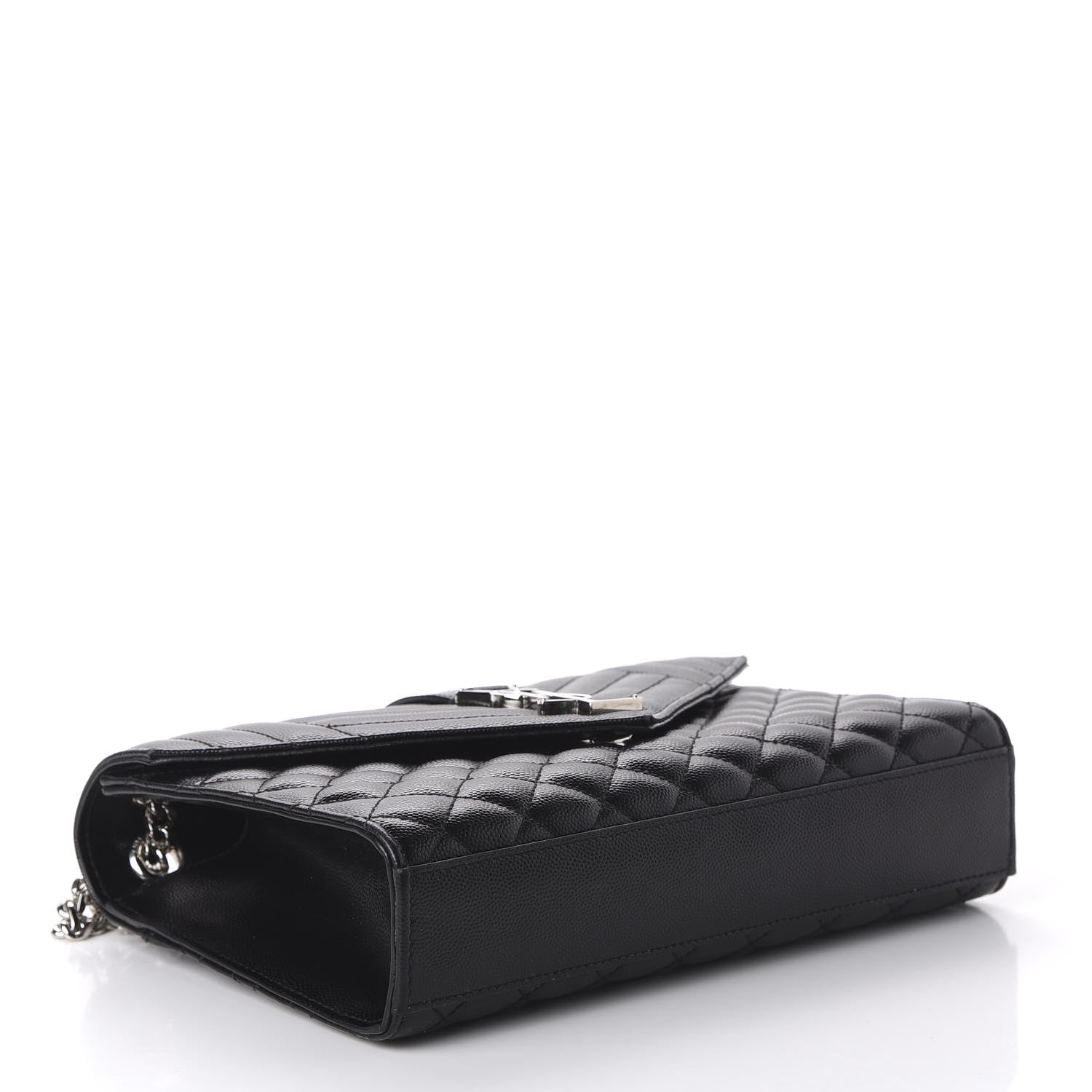 Saint Laurent Grain De Poudre Textured Mixed Matelasse Triquilt Medium Monogram Satchel Black 4 of 9