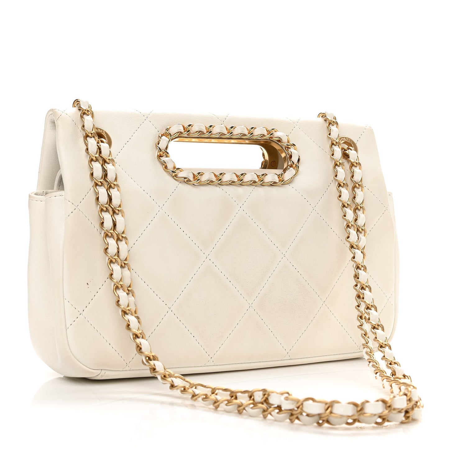 Lambskin A Real Catch Flap Bag White