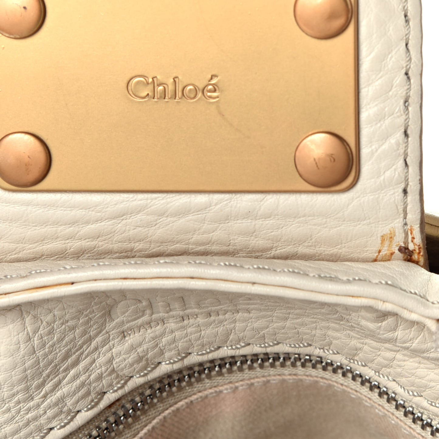 Calfskin Medium Paddington Satchel Off White