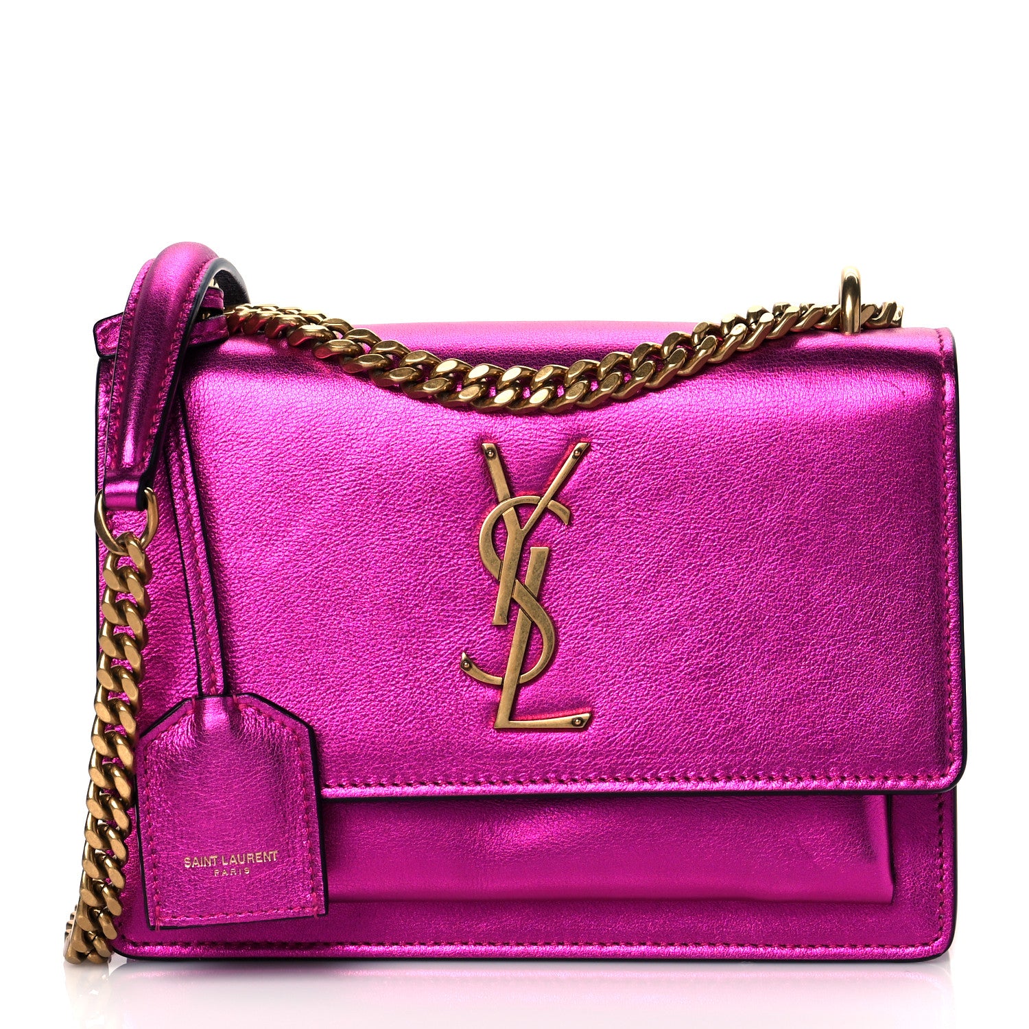 Saint Laurent Metallic Calfskin Small Monogram Sunset Fuchsia 1 of 8