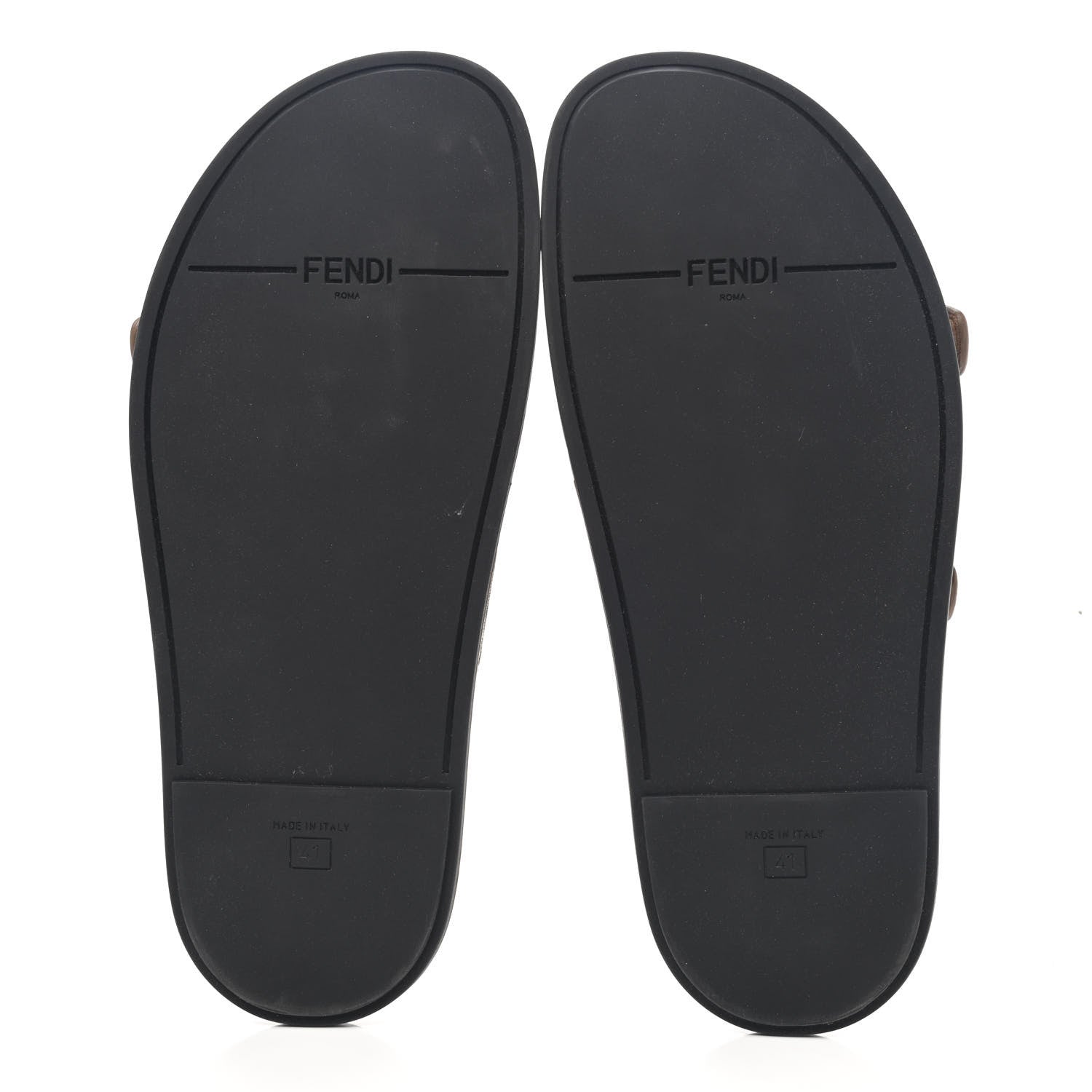 Fendi Fabric Jacquard Nappa FF Womens Fendi Feel Buckled Slide Sandals 41 Tobacco Black Miele Scuro 10 of 18