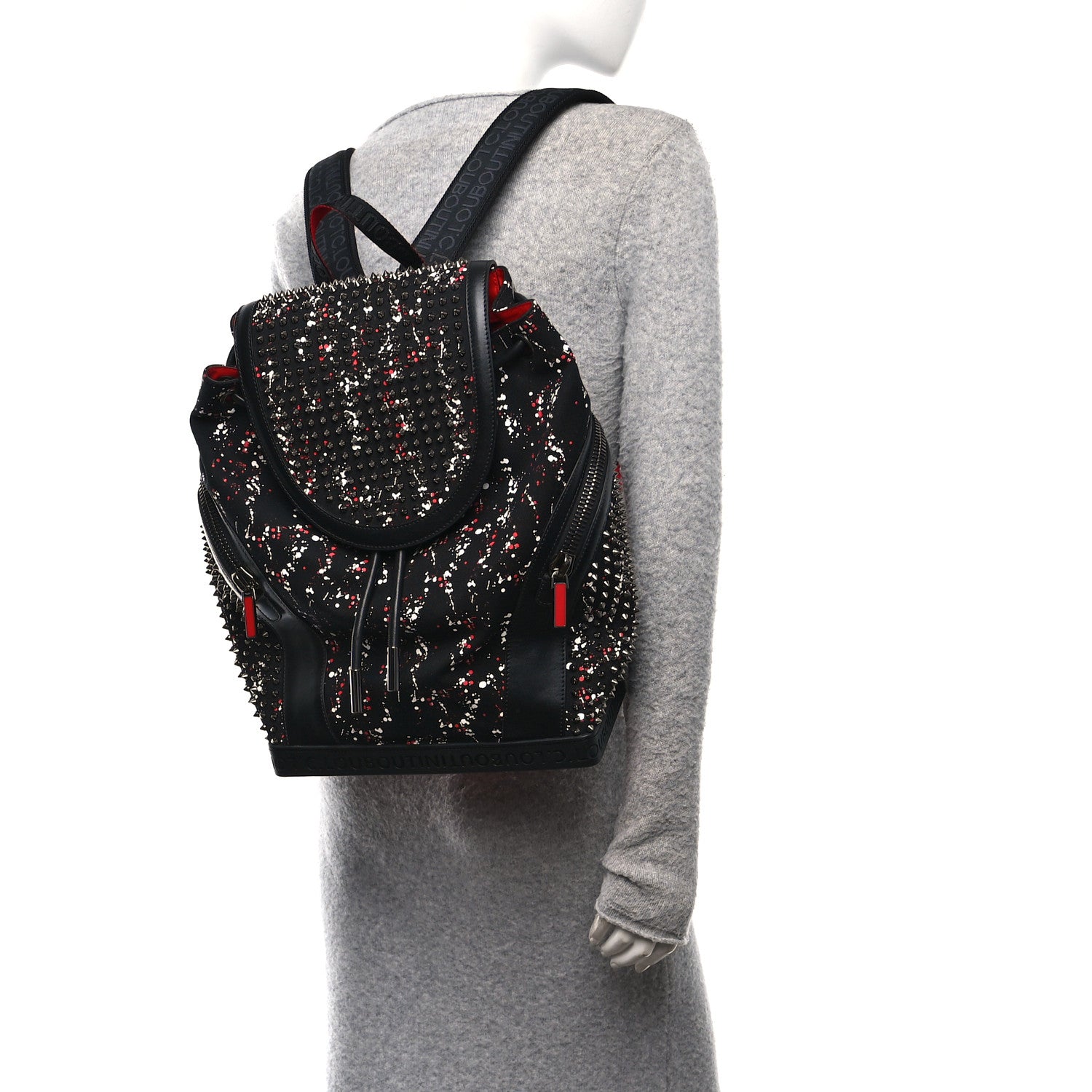 Christian Louboutin バック Funky - Backpack - Calf leather and spikes - Black - Christian