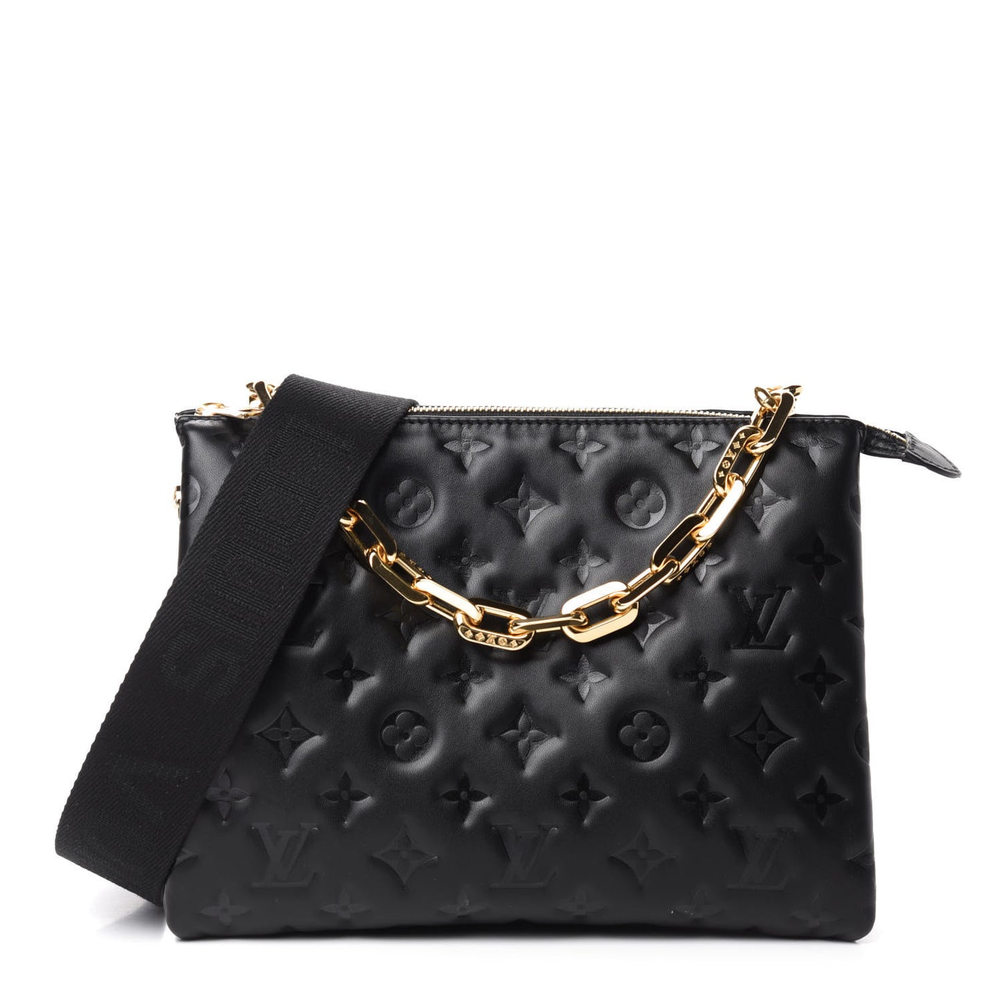 Lambskin Embossed Monogram Coussin PM Black