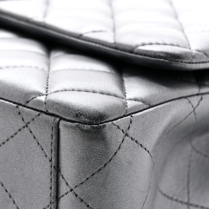 Chanel Metallic Lambskin Quilted Maxi Double Flap Pewter 11 of 15