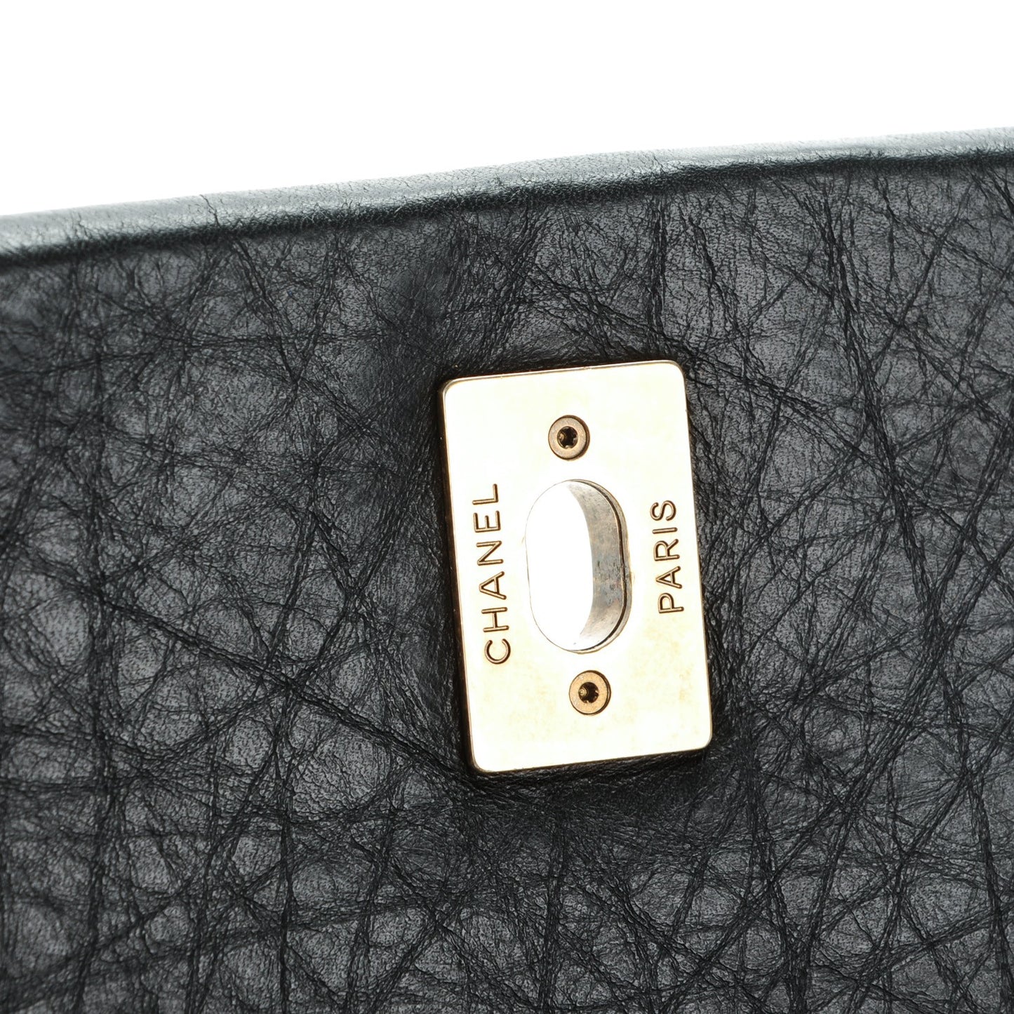 Aged Calfskin Quilted Large Pondichery Flap Black