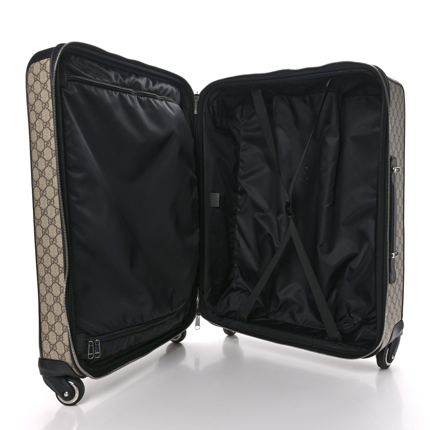 GG Supreme Monogram Four Wheel Suitcase Black