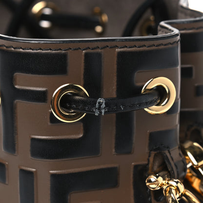 Fendi Vitello Liberty F is Fendi Bi-Color FF 1974 Embossed Mini Mon Tresor Bucket Bag Maya Black 16 of 16