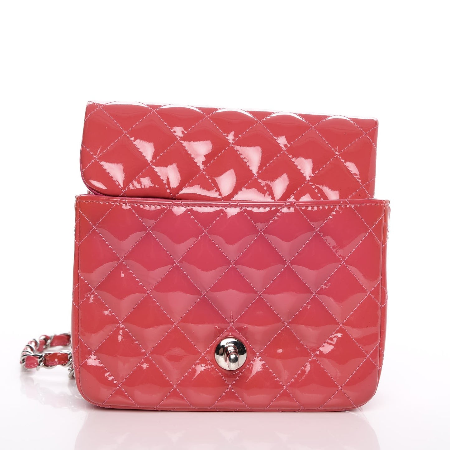 Patent Quilted Mini Square Flap Fuchsia