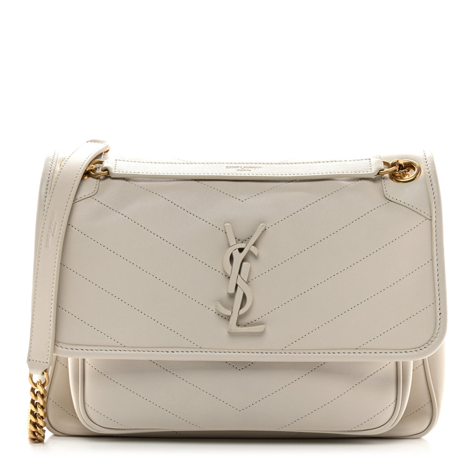 Saint Laurent Lambskin Matelasse Monogram Medium Niki Chain Satchel Crema Soft 1 of 11