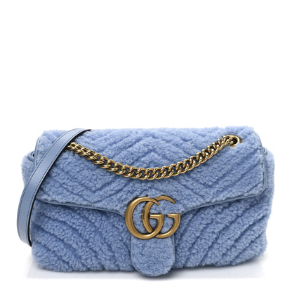 Gucci Merino Wool Matelasse Small GG Marmont Shoulder Bag Cadet Blue 1 of 10