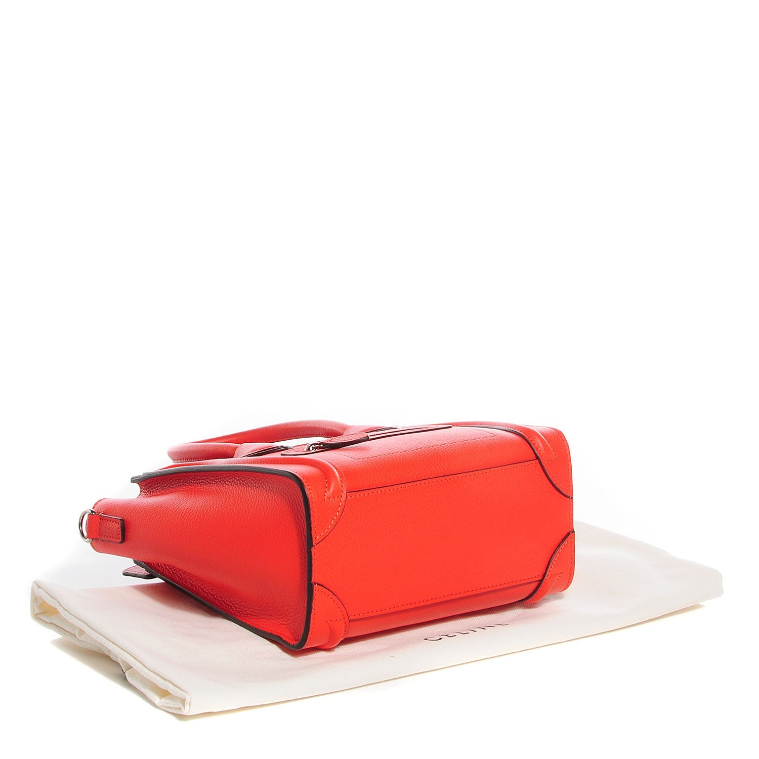 Celine Drummed Calfskin Nano Luggage Vermillion 4 of 8