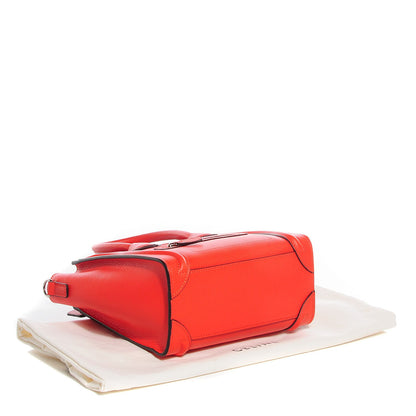 Celine Drummed Calfskin Nano Luggage Vermillion 4 of 8