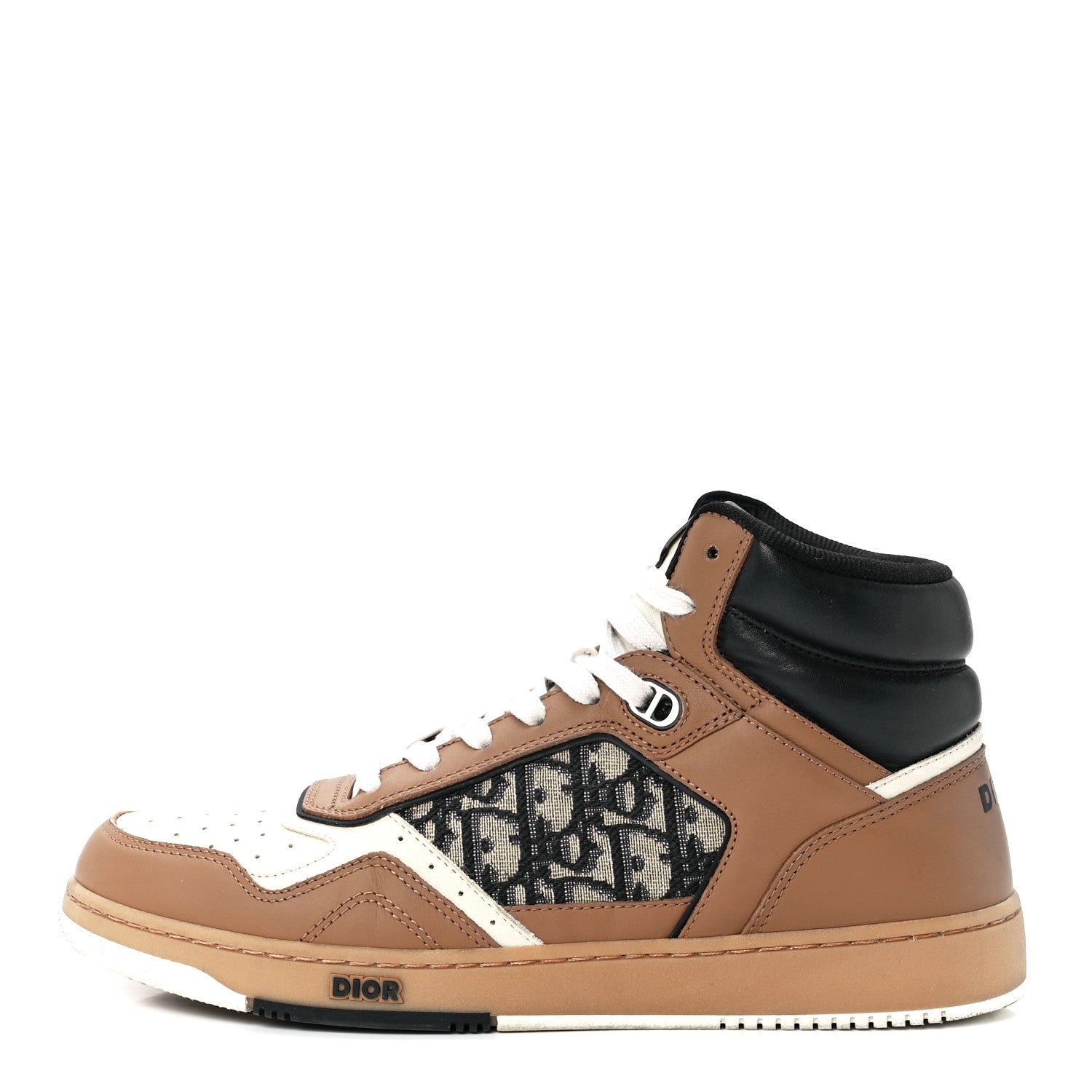 Christian Dior Smooth Calfskin Jacquard Oblique Mens B27 High Top Sneakers 41 Coffee Cream Black 1 of 8