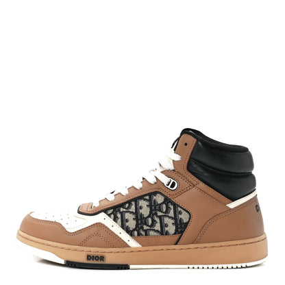 Christian Dior Smooth Calfskin Jacquard Oblique Mens B27 High Top Sneakers 41 Coffee Cream Black 1 of 8