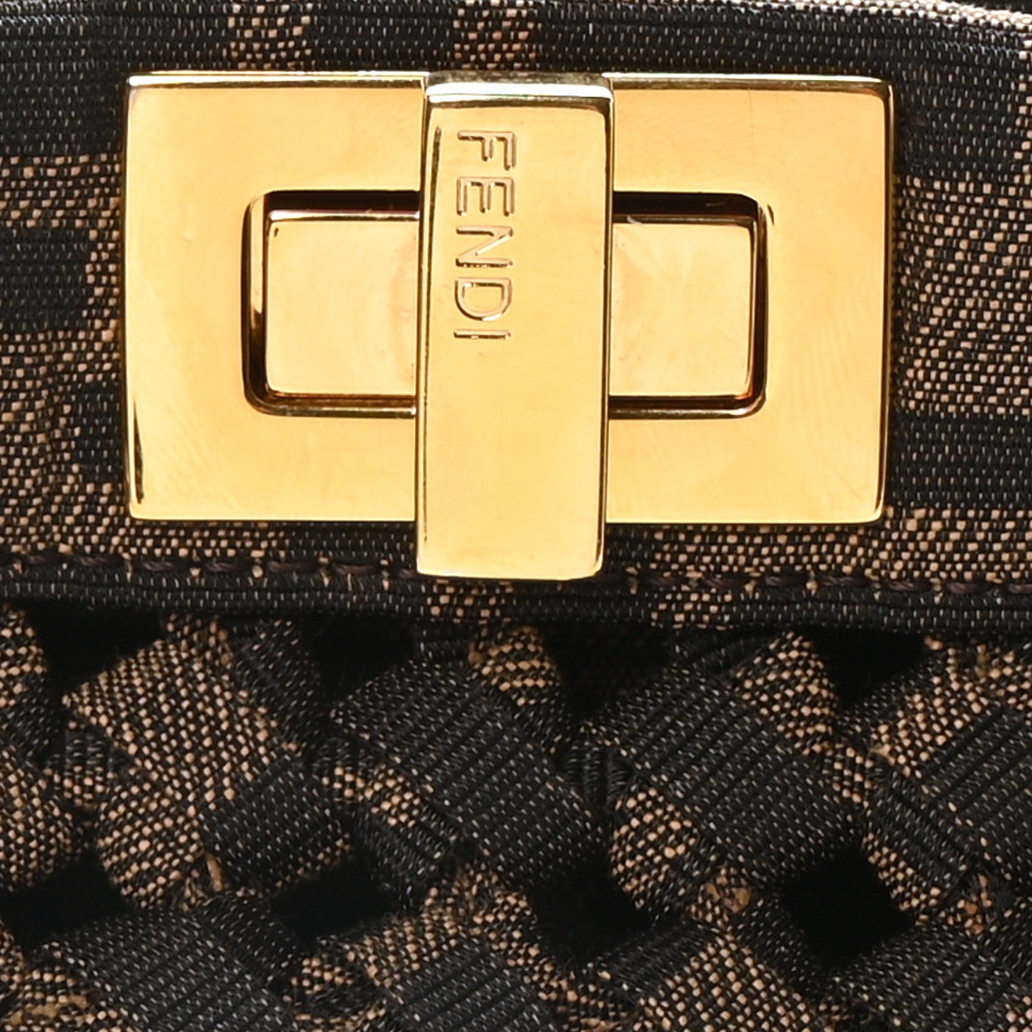 Fabric Jacquard FF 1974 Woven Knotted Mini Peekaboo Iconic Satchel Tobacco Moro
