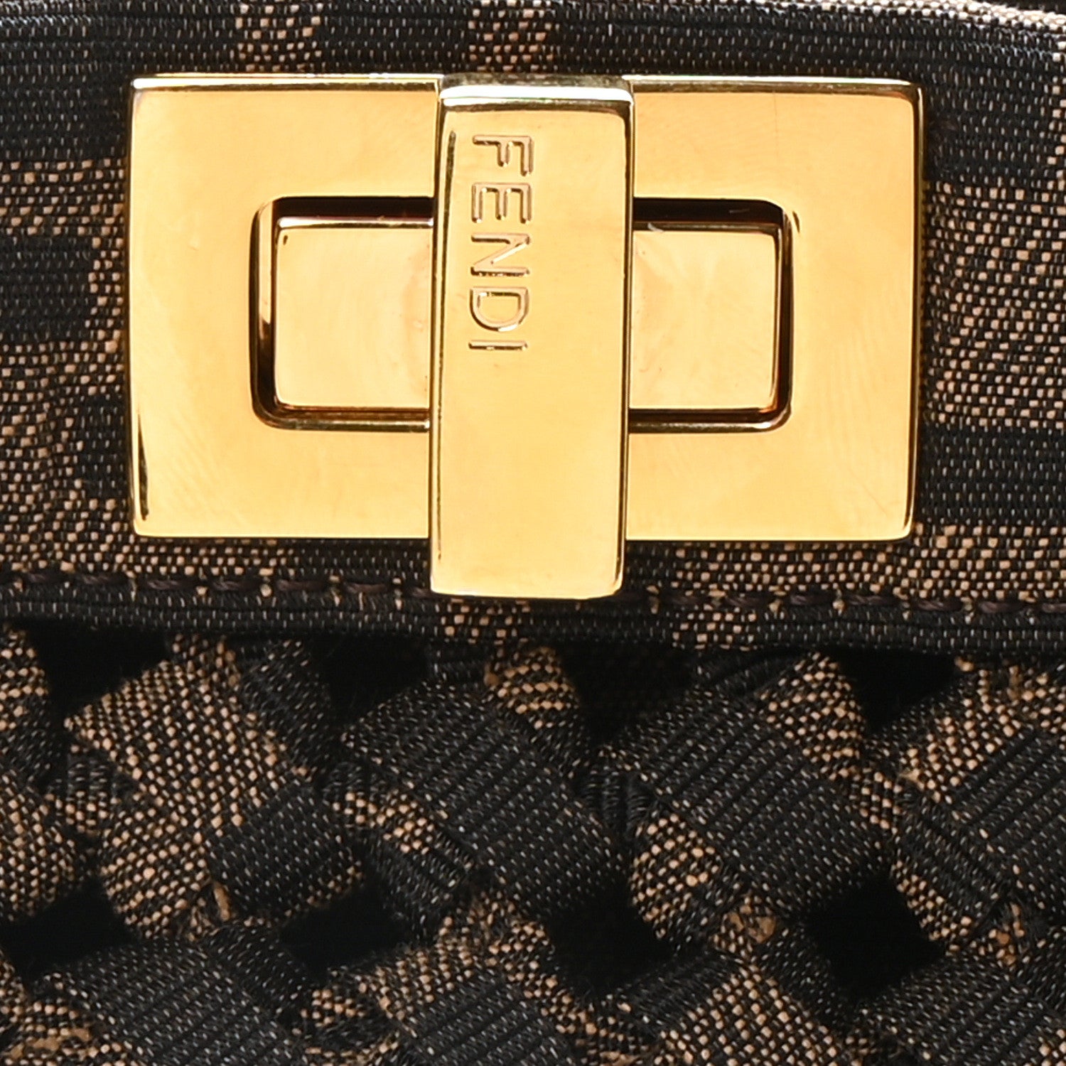 Fendi Fabric Jacquard FF 1974 Woven Knotted Mini Peekaboo Iconic Satchel Tobacco Moro 7 of 9