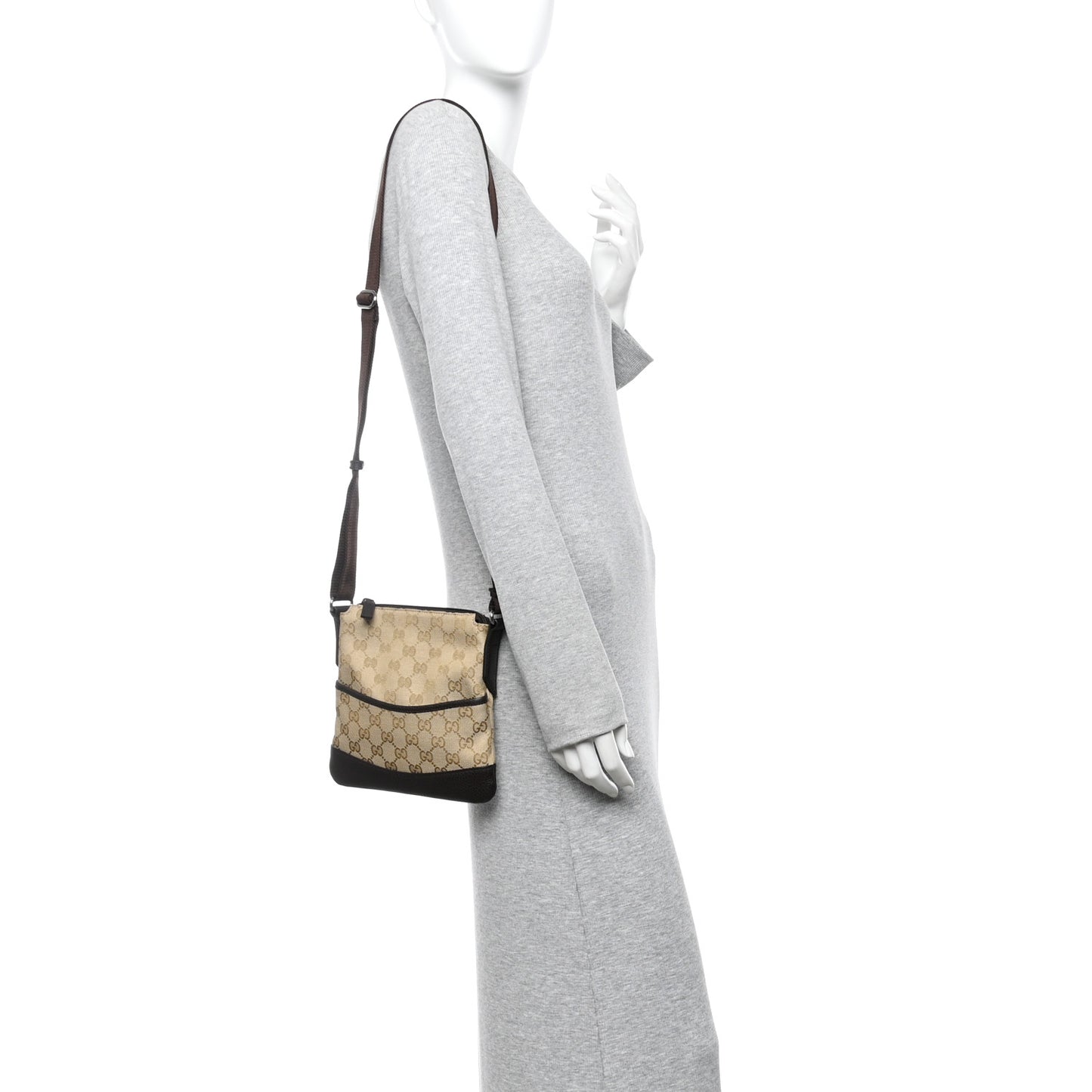 Monogram Calfskin Small Flat Messenger Bag Dark Brown