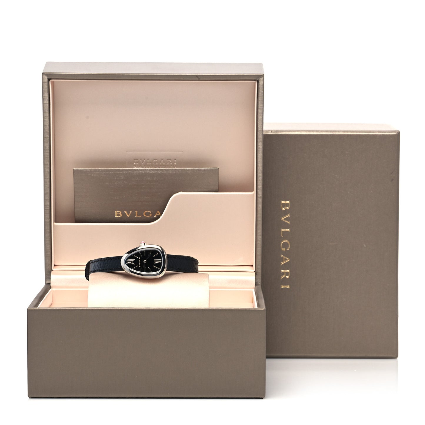 Stainless Steel Lizard 20mm Serpenti Double Wrap Quartz Watch Black