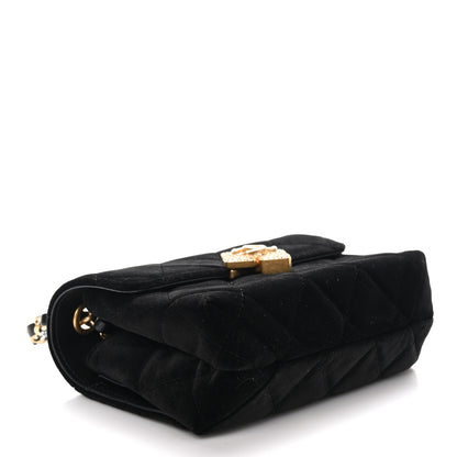 Chanel Velvet Strass Diamond Lock Flap Black 4 of 10
