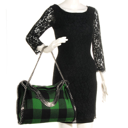 Stella McCartney Wool Plaid Falabella Fold Over Tote Vert 2 of 12