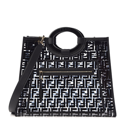 Fendi TPU FF Vitello Century Plexiglass Medium Runaway Shopper Tote Black 1 of 12