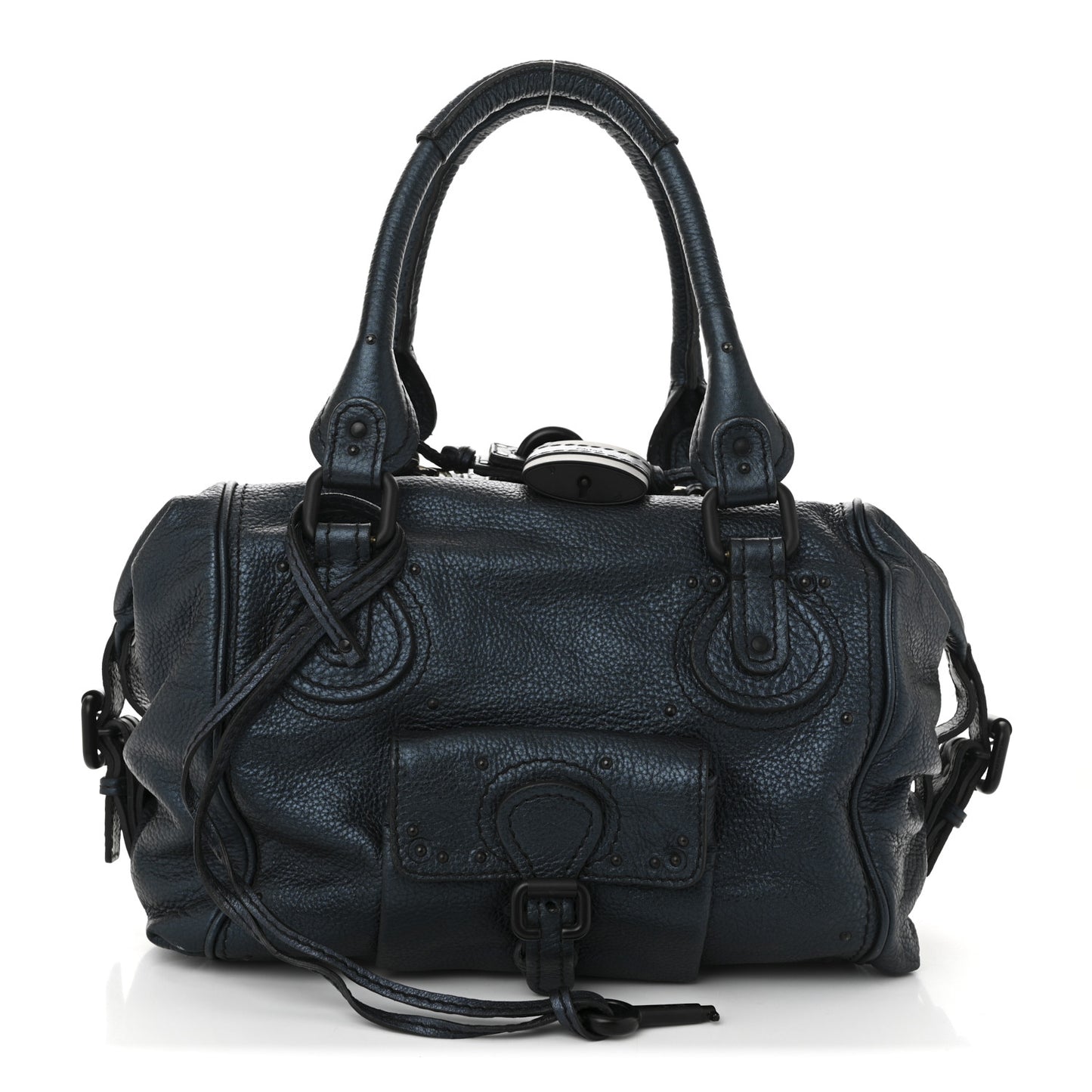 Calfskin Paddington Front Pocket Tote Bleu Nuit