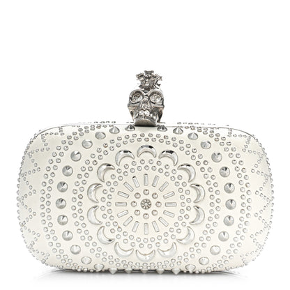 Alexander McQueen Nappa Studded Crochet Skull Box Clutch Ivory 1 of 10