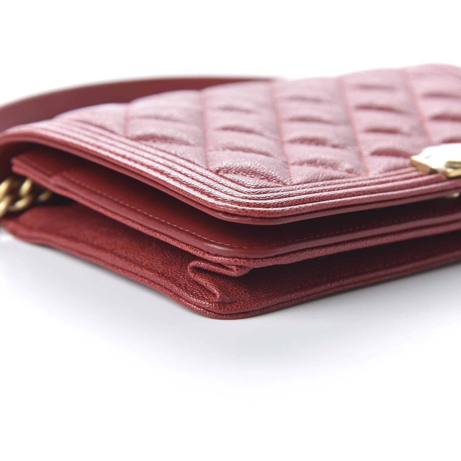Chanel Caviar Quilted Boy Wallet On Chain WOC Red 6 of 11