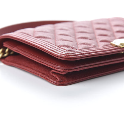 Chanel Caviar Quilted Boy Wallet On Chain WOC Red 6 of 11