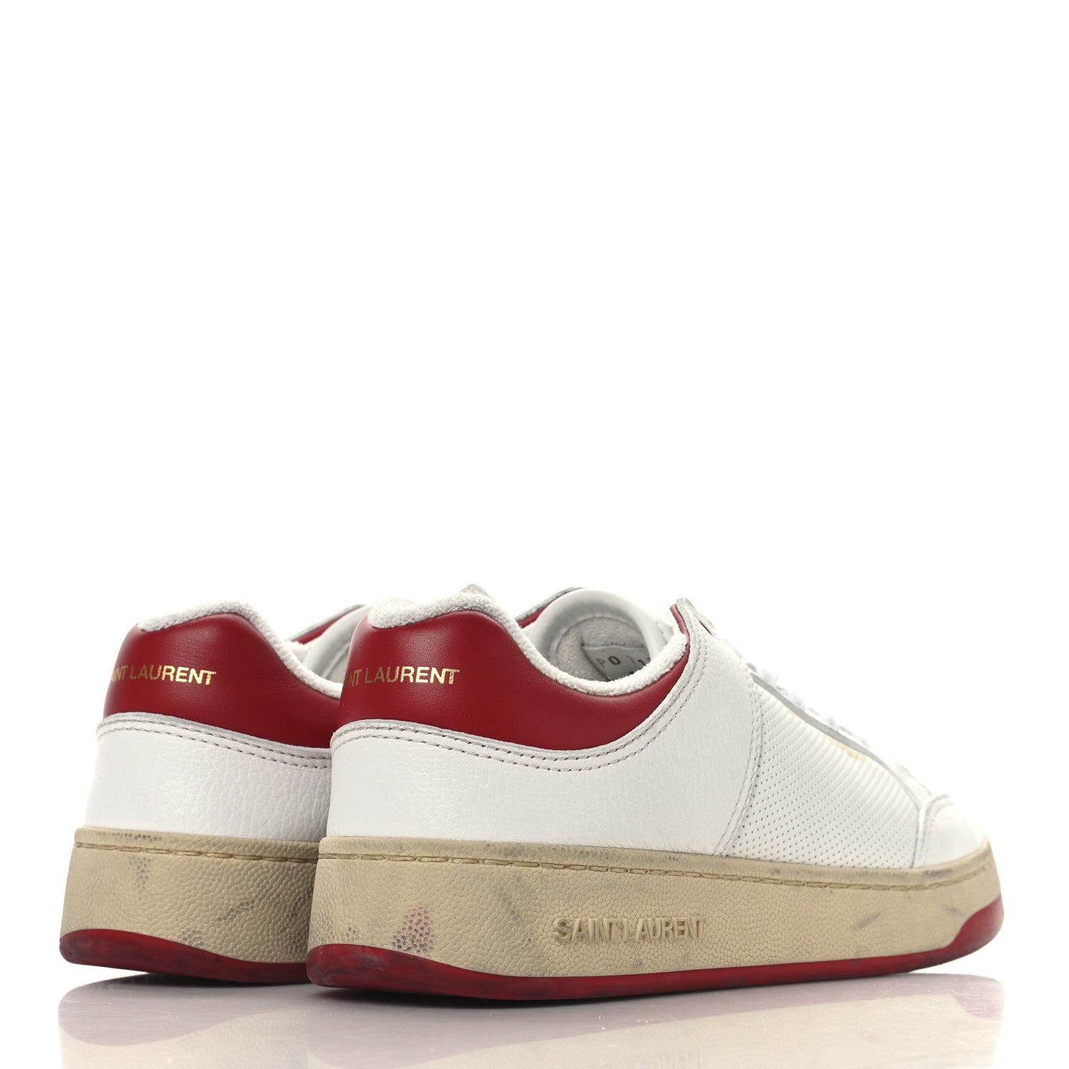 Saint Laurent Calfskin Perforated Womens Sneakers 39 Red 5 of 9