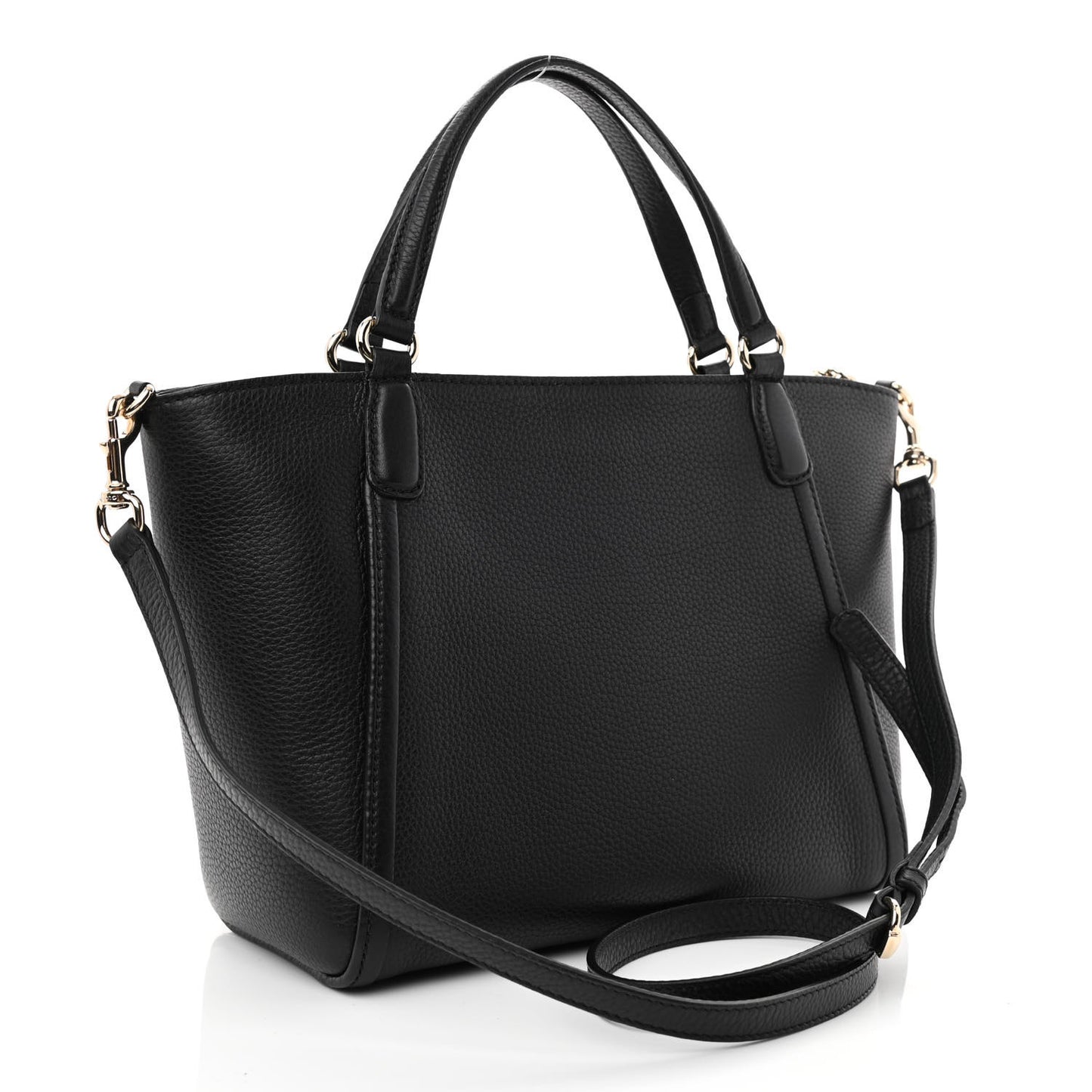 Pebbled Calfskin Small Soho Top Handle Bag Black