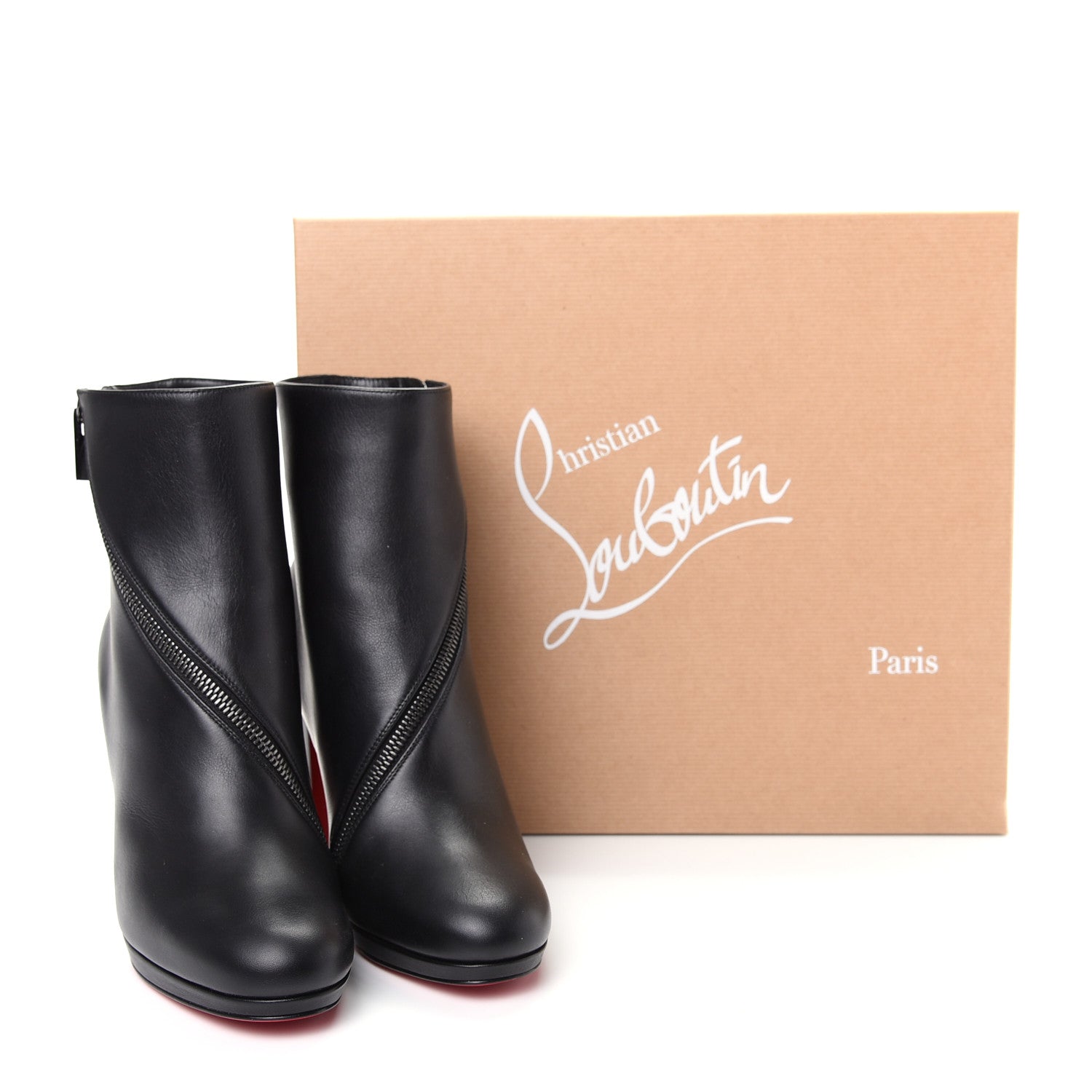 Christian Louboutin Calfskin Birgitta 100 Zip Around Ankle Bootie 37 Black 10 of 10